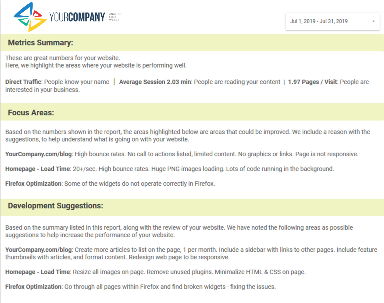 website report statistics web design sitehatchery california